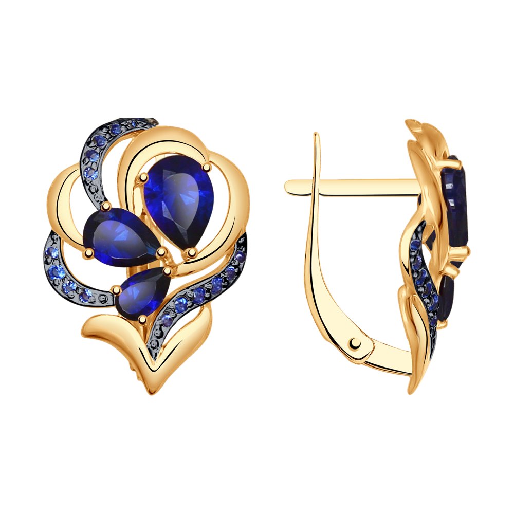 

Серьги из красного золота SOKOLOV 725037, корунд искусственный\фианит, 725037