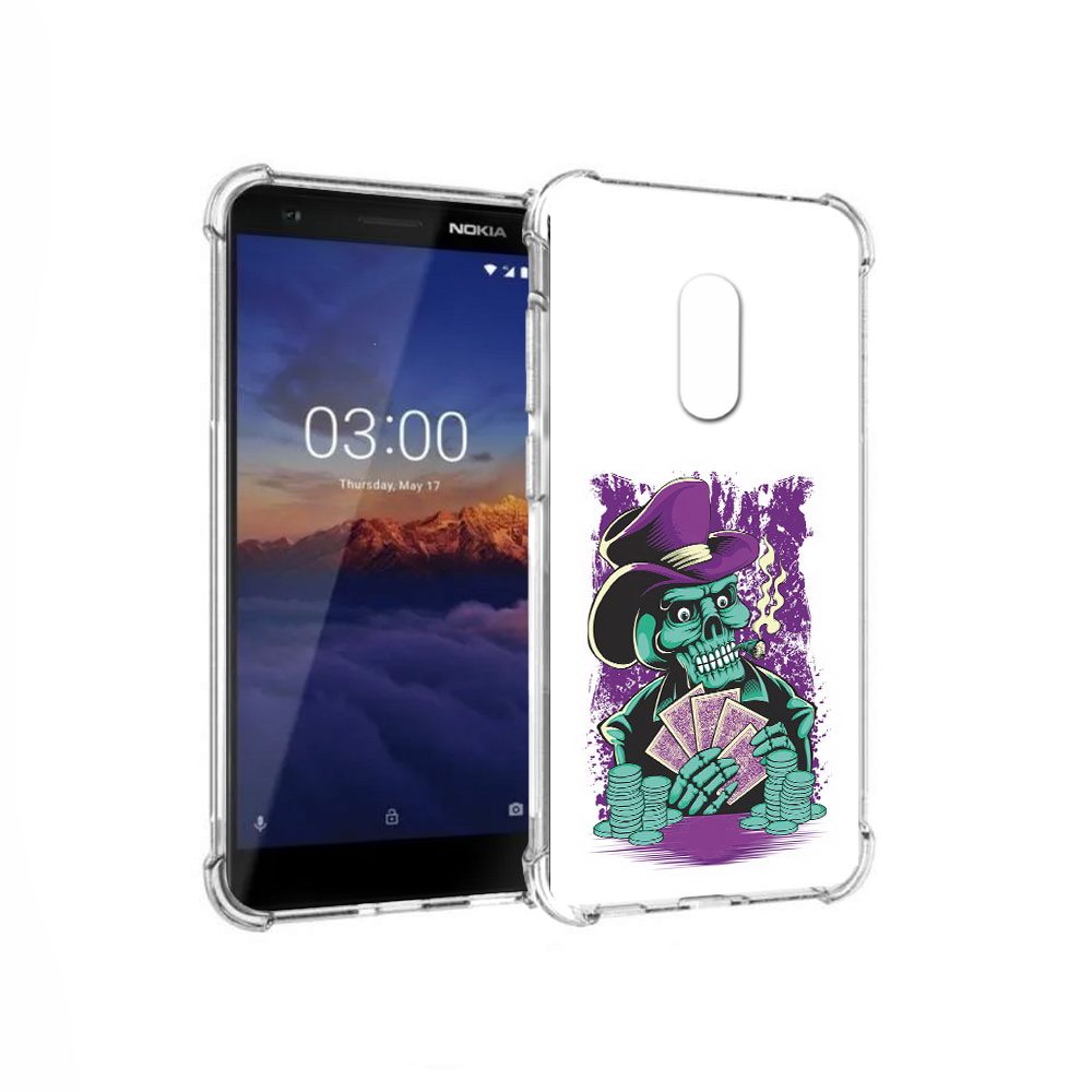 

Чехол MyPads Tocco для Nokia 3.1 зеленый череп с картами (PT114125.119.361), Прозрачный, Tocco