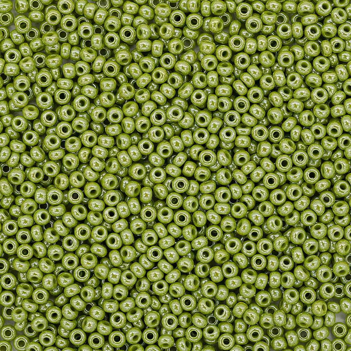 

Бисер непрозрачный с жемчужным покрытием 10/0, Preciosa, цвет № 58430, 20г*5 упак, Зеленый