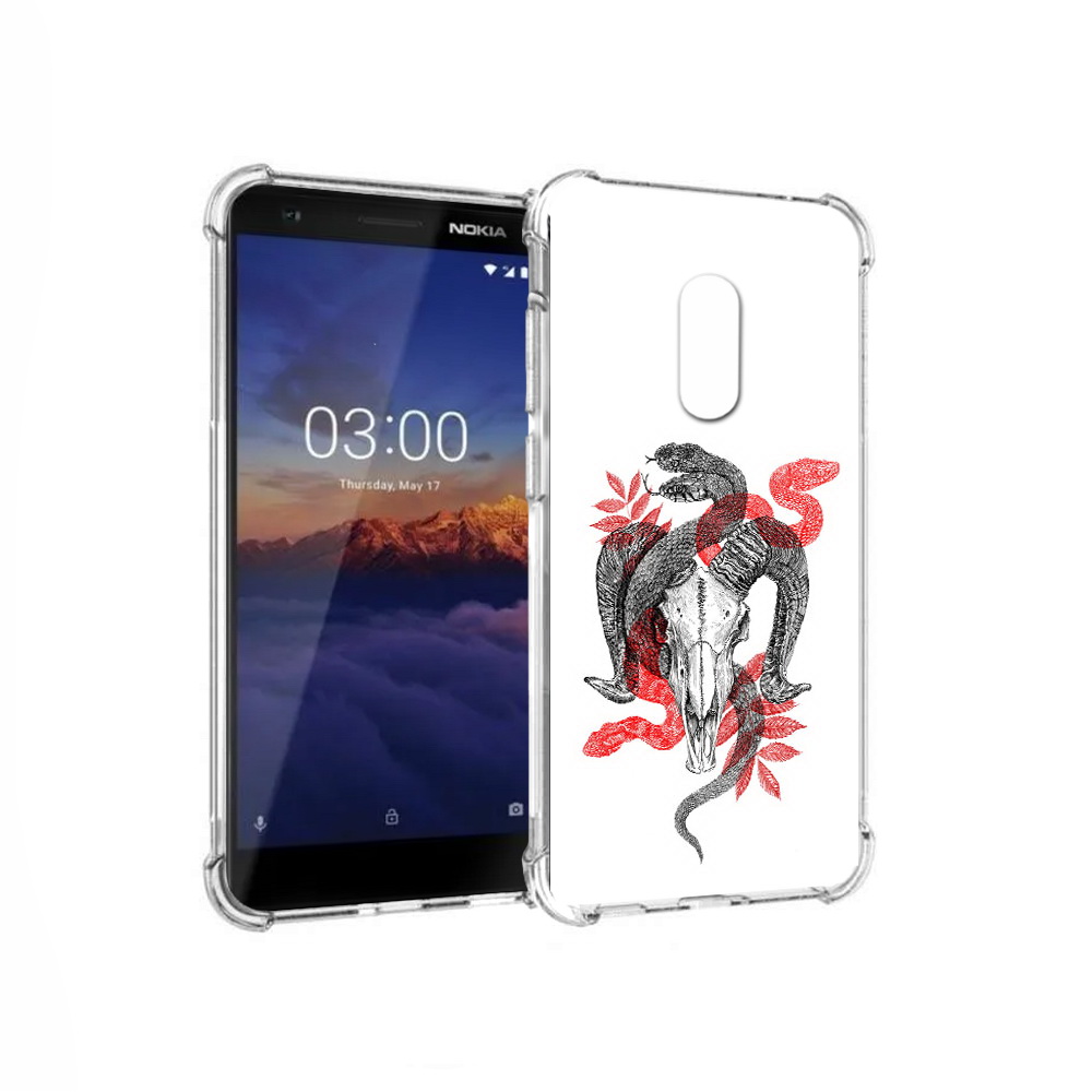 

Чехол MyPads Tocco для Nokia 3.1 змея в черепе рисунок (PT114125.119.365), Прозрачный, Tocco