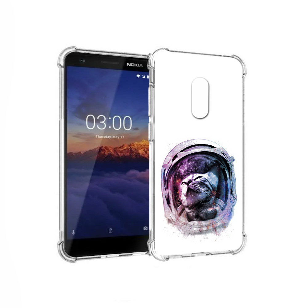 

Чехол MyPads Tocco для Nokia 3.1 кот в шлеме (PT114125.119.396), Прозрачный, Tocco