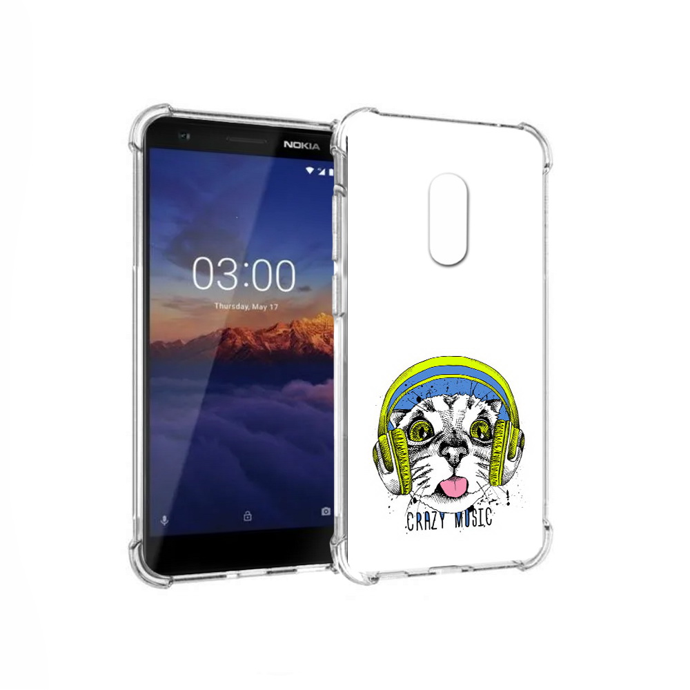 Чехол MyPads Tocco для Nokia 3.1 кошка в наушниках рисунок (PT114125.119.403)