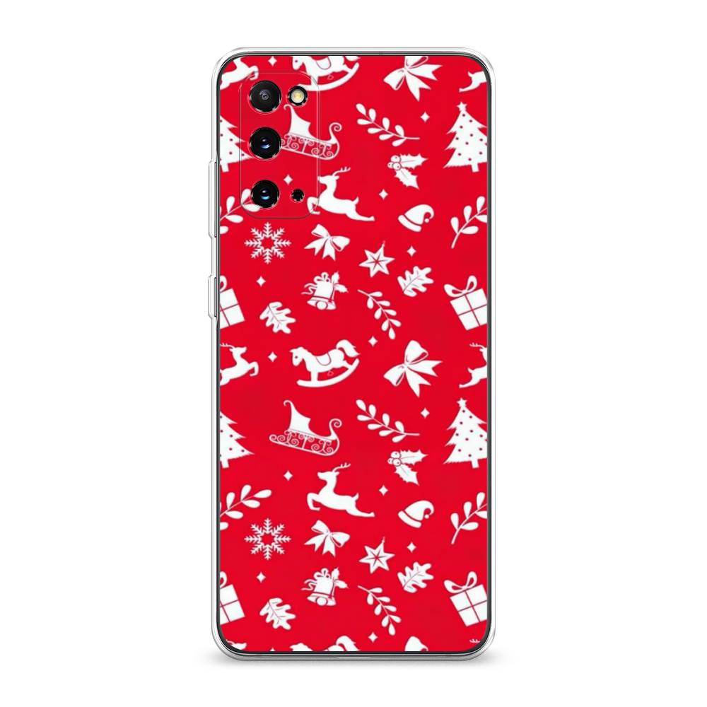 

Чехол на Samsung Galaxy S20 "Красный новогодний фон", Красный;белый, 29250-5