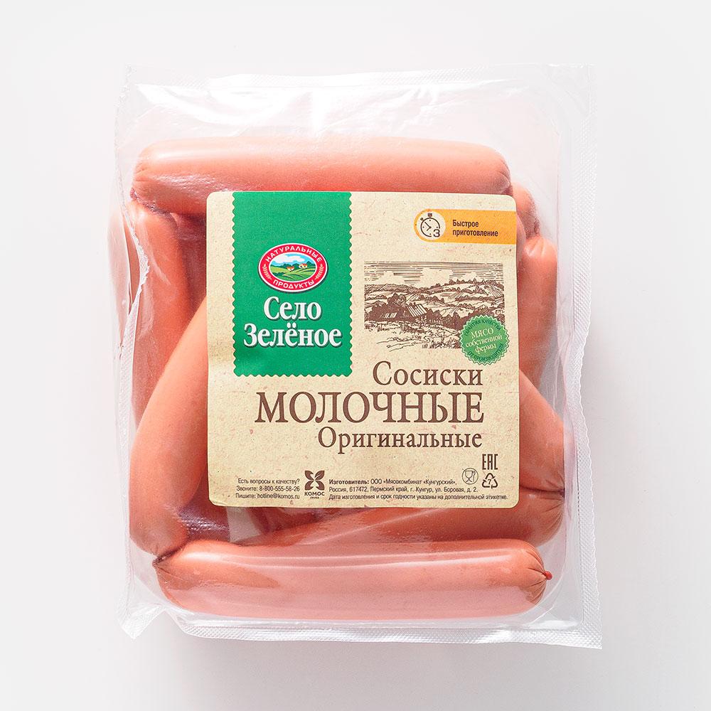 

Сосиски Село Зелёное Молочные, оригинальные, категория Б, 600-650 г