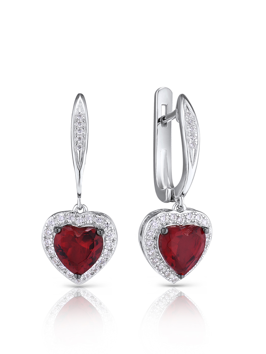 

Серьги подвески из серебра VALTERA 103643, циркон/рубин искусственный, 103643
