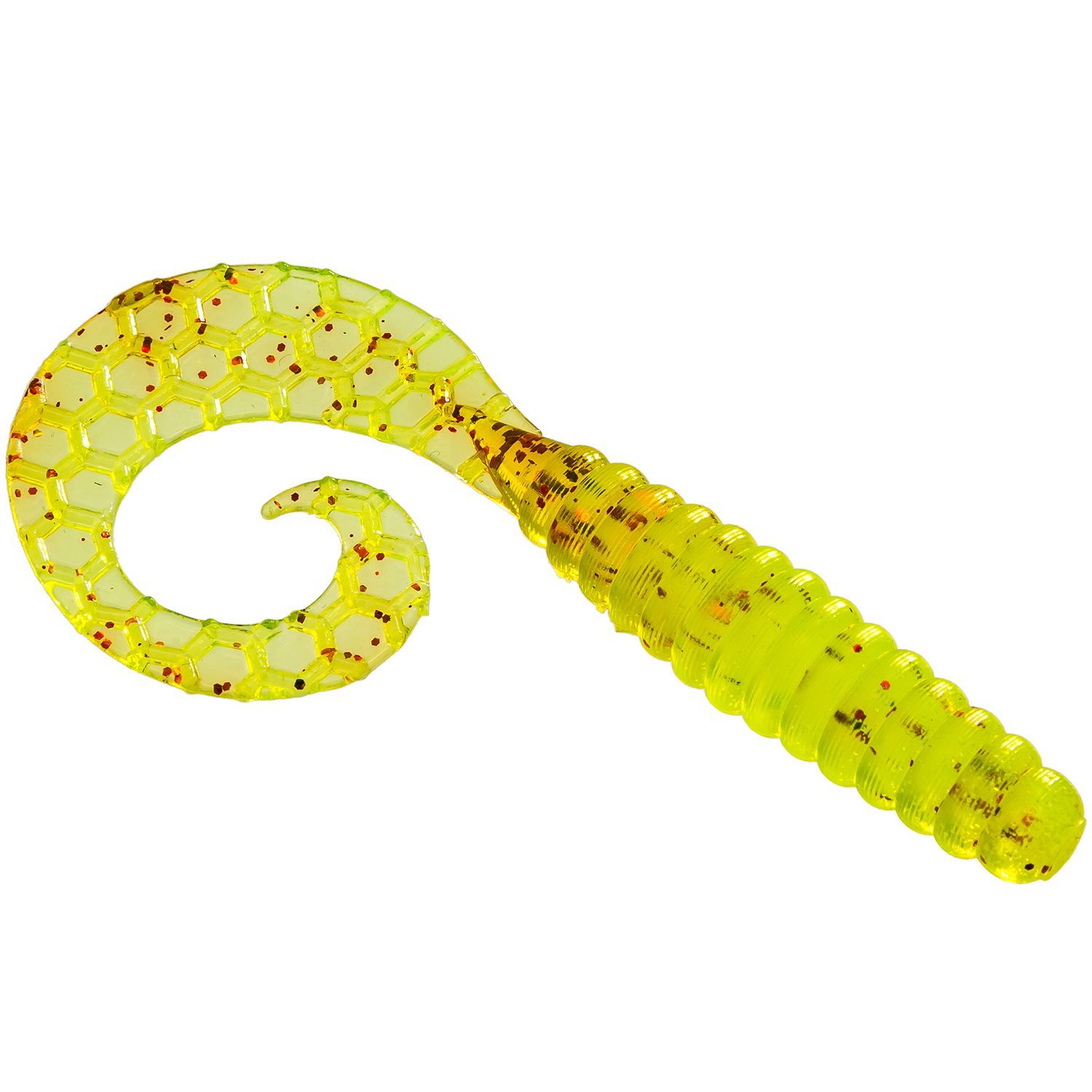 

Силиконовая приманка Esox Twirly Grub 80 мм цвет FK023 Red Chartreuse 6 шт, Twirly Grub