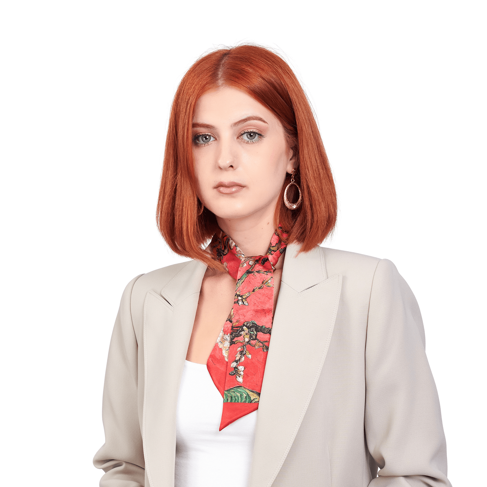 Твилли женский NoBrand Van Gogh Almond Blossoms коралловый, 90х6см (доставка из-за рубежа)