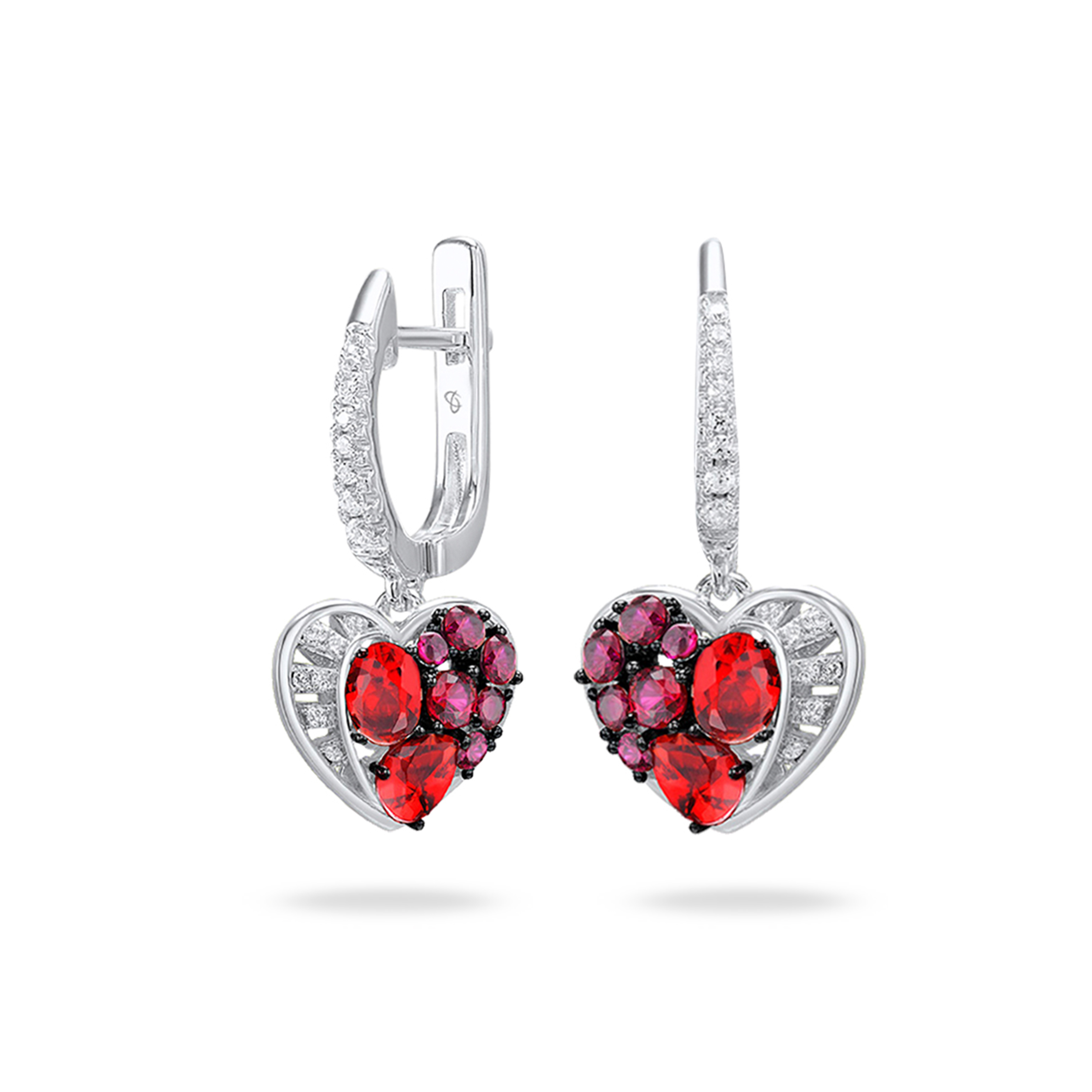 

Серьги подвески из серебра VALTERA 105984, рубин искусственный/фианит/циркон, 105984