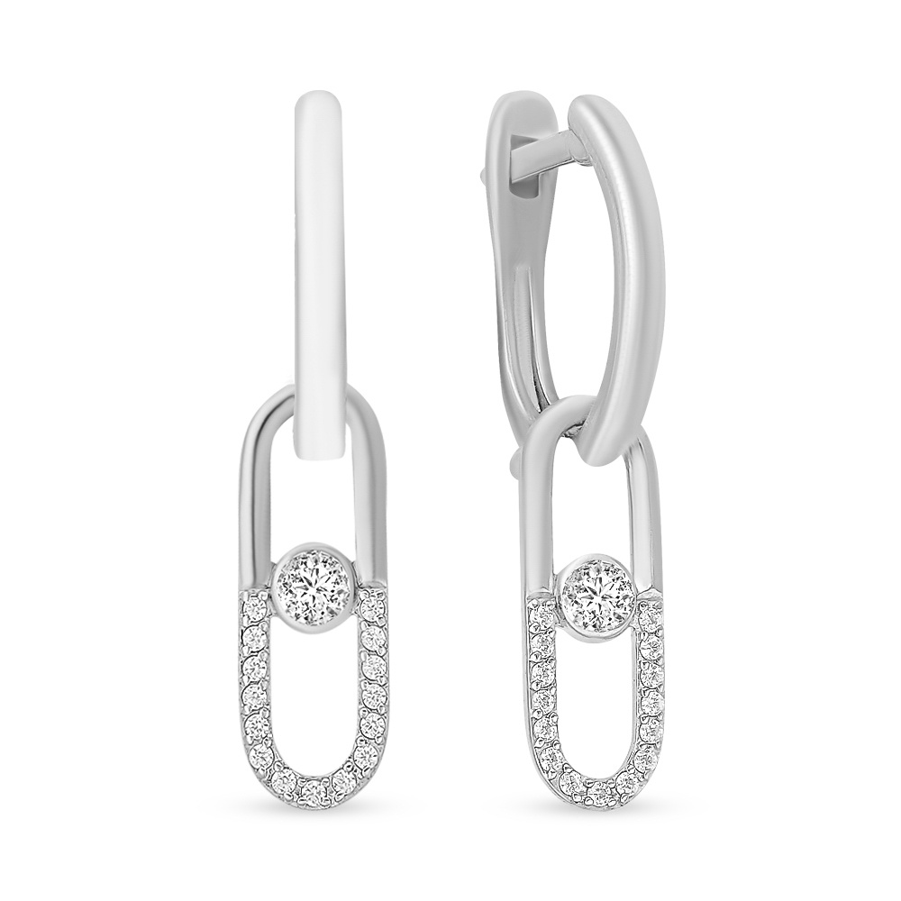

Серьги подвески из серебра 585Gold 702009405, фианит, 702009405