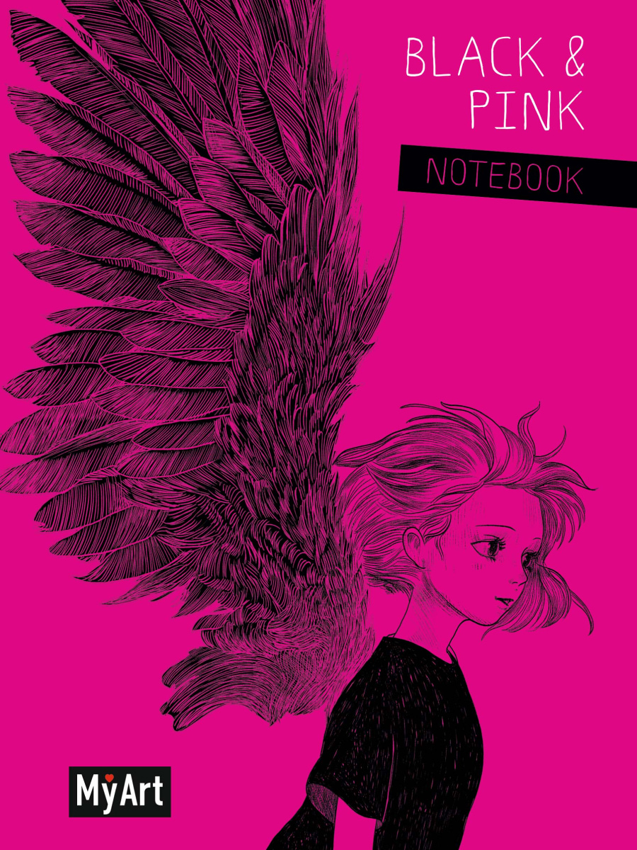 

Myart. блокнот в линию black & pink. крылья, Блокнот в линию Black & Pink
