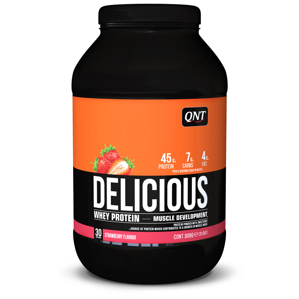 фото Qnt delicious whey protein, 908 г, вкус: клубника