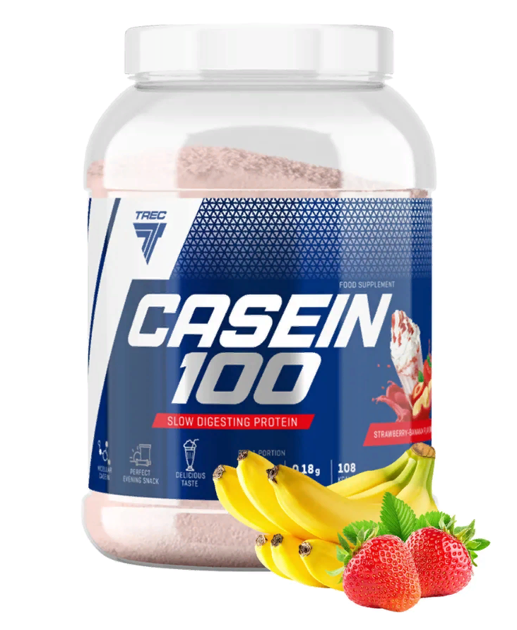 Trec Nutrition Casein 100, 600 г, вкус: клубника-банан