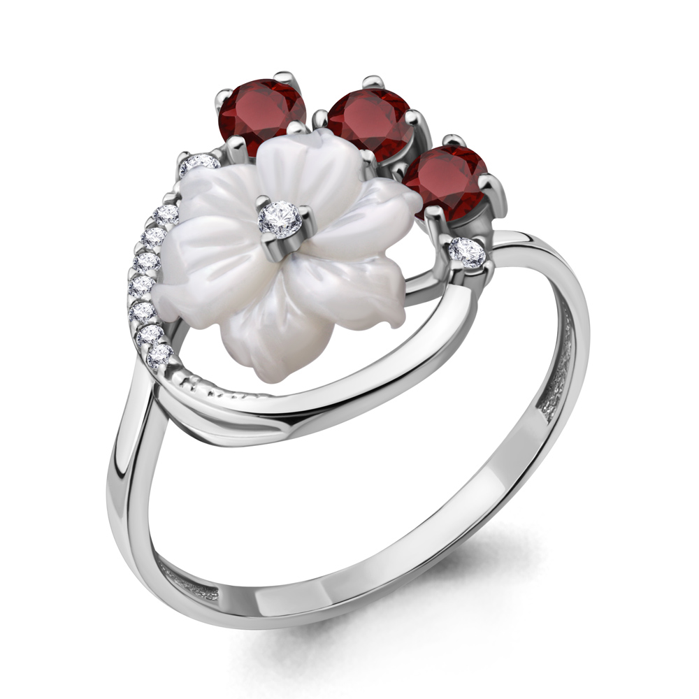 

Кольцо из серебра с гранатом р. , Aquamarine 6570703А_925_р, 6570703А_925_р