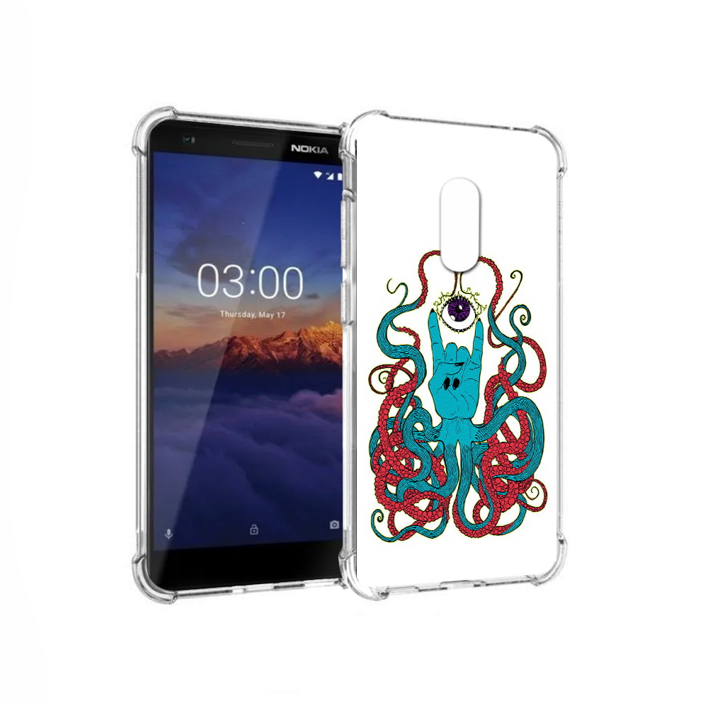 

Чехол MyPads Tocco для Nokia 3.1 осьминог-рука абстракция (PT114125.119.530), Прозрачный, Tocco