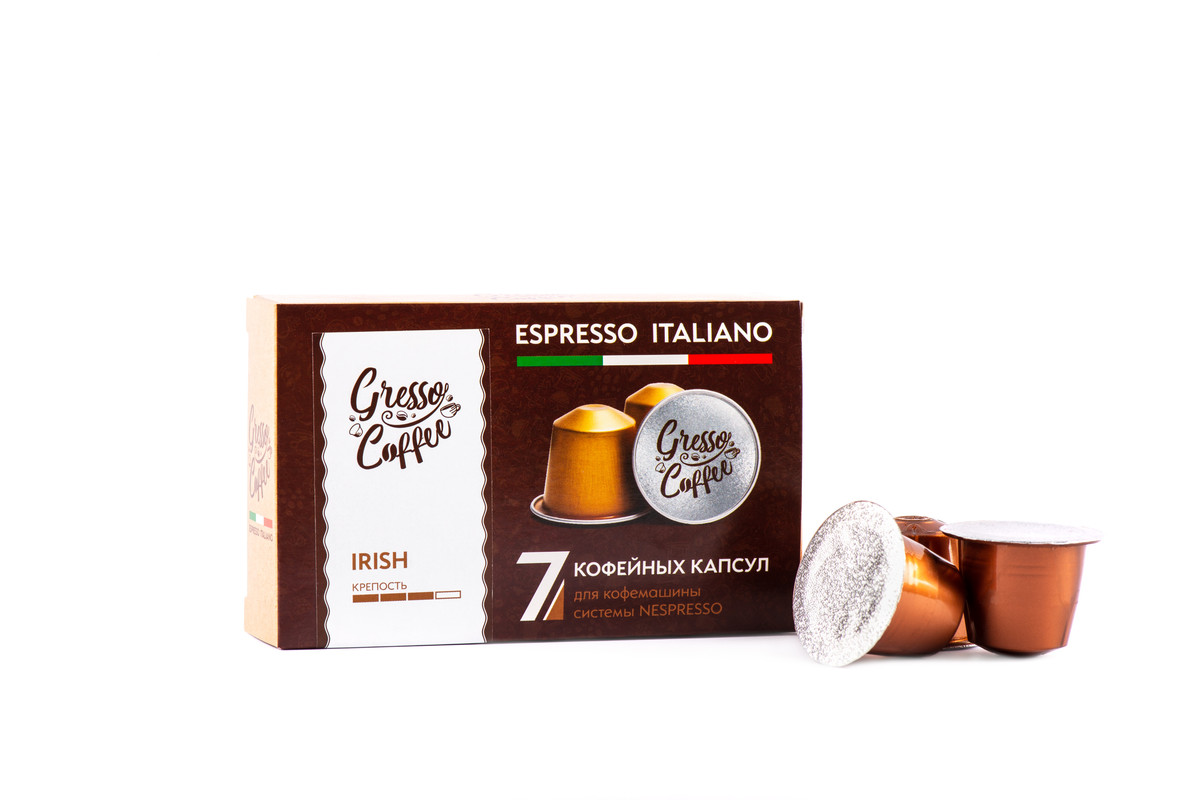 фото Кофе в капсулах gresso coffee irish для кофемашины nespresso (неспрессо), 7 шт.