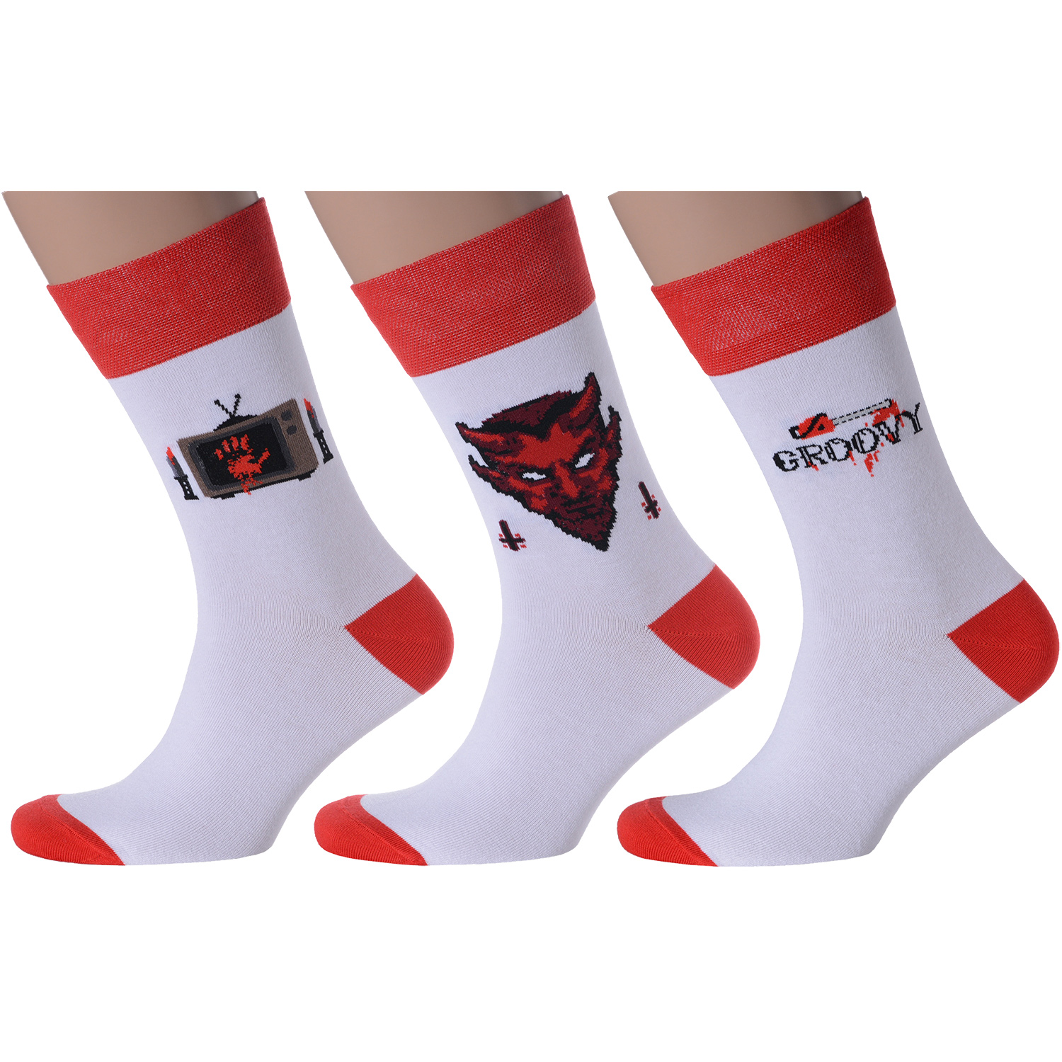 

Комплект носков мужских MoscowSocksClub msk3-М18 белых; красных 27, msk3-М18