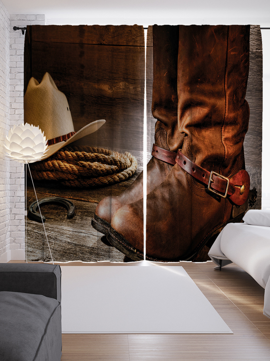 

Шторы JoyArty с фотопечатью "Сапоги со шпорами" из сатена, 290х265 см, Сапоги со шпорами