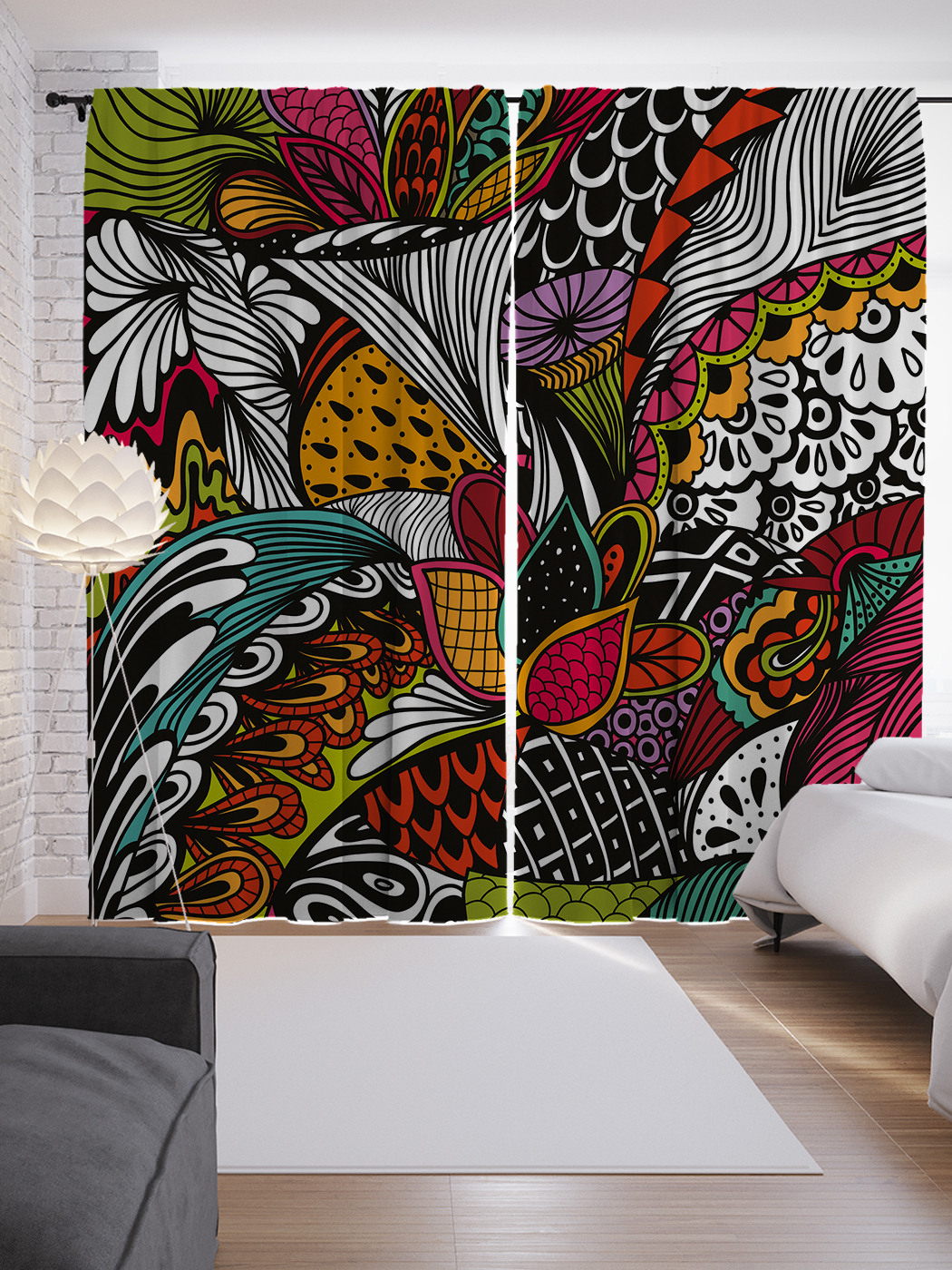 

Шторы JoyArty с фотопечатью "Абстракция дудл" из сатена, 290х265 см, Абстракция дудл