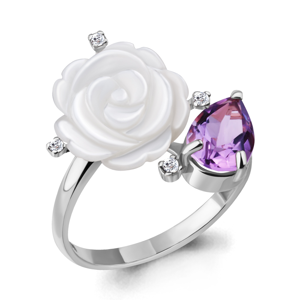 

Кольцо из серебра с аметистом р. 20 Aquamarine 6570904А_925_р, 6570904А_925_р