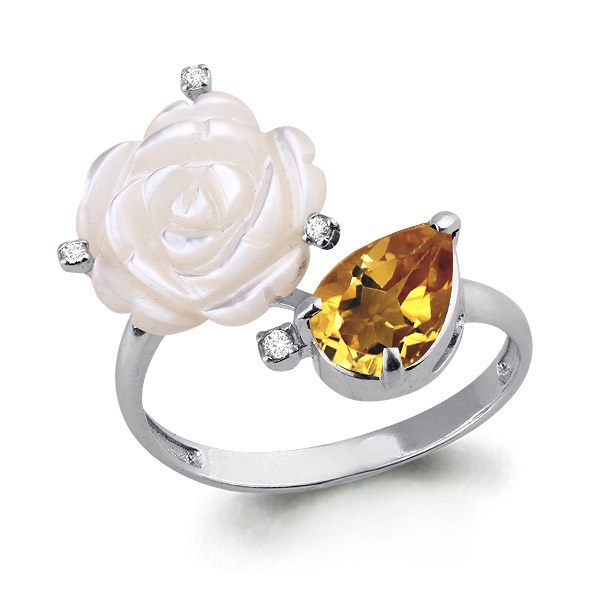 

Кольцо из серебра с цитрином р. 18,5 Aquamarine 6570906_925_р, 6570906_925_р