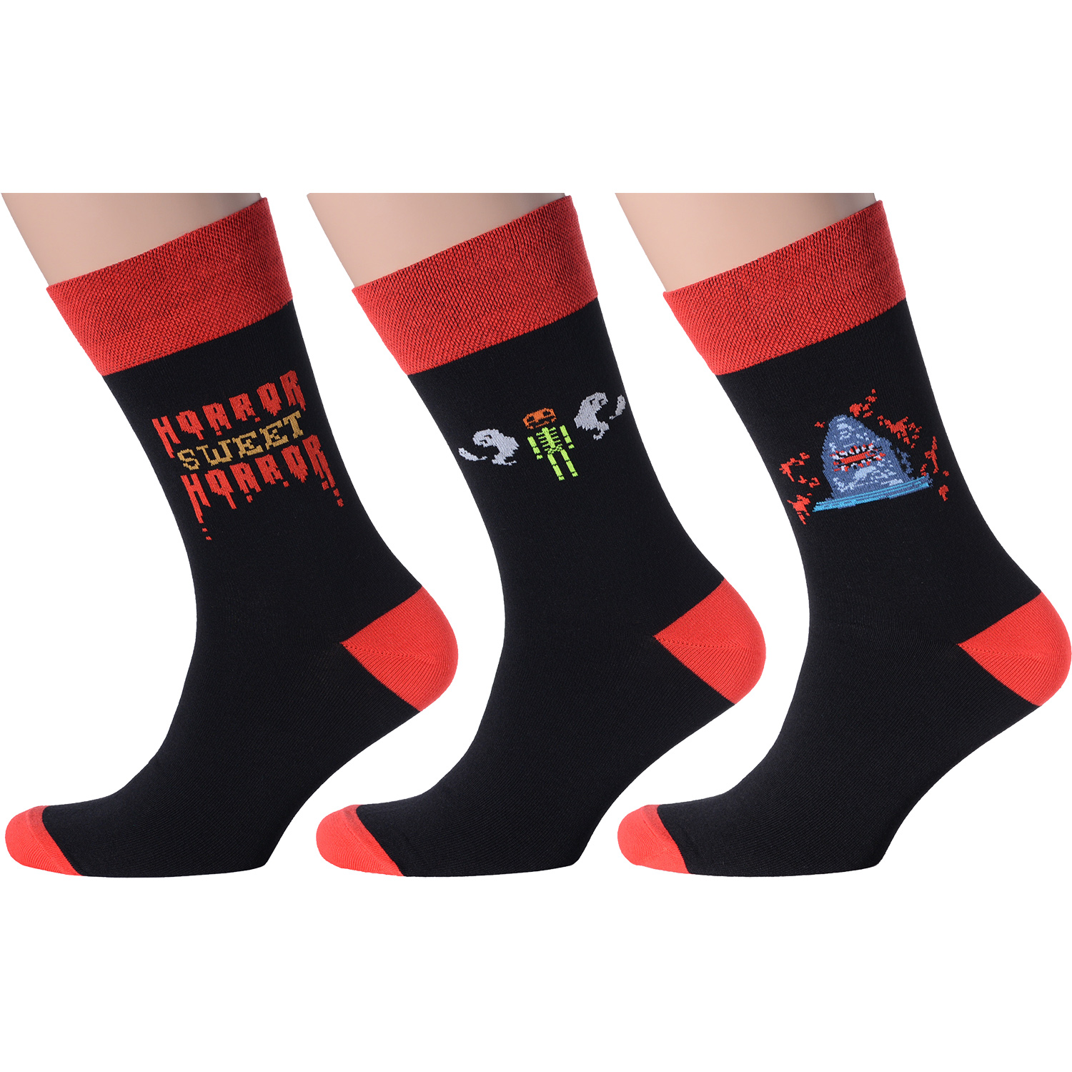 

Комплект носков мужских MoscowSocksClub msk3-М18 черных; красных 25, msk3-М18