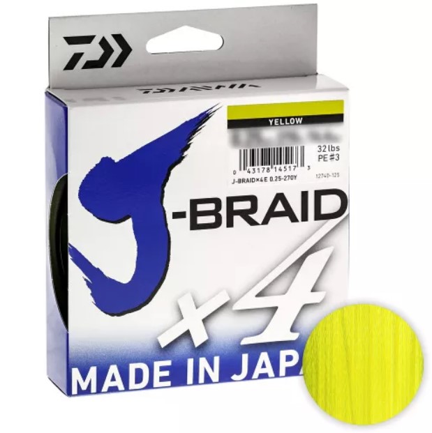 

Шнур Daiwa J-braid X4 135м. 0.10мм. YELLOW, Желтый, J-braid X4