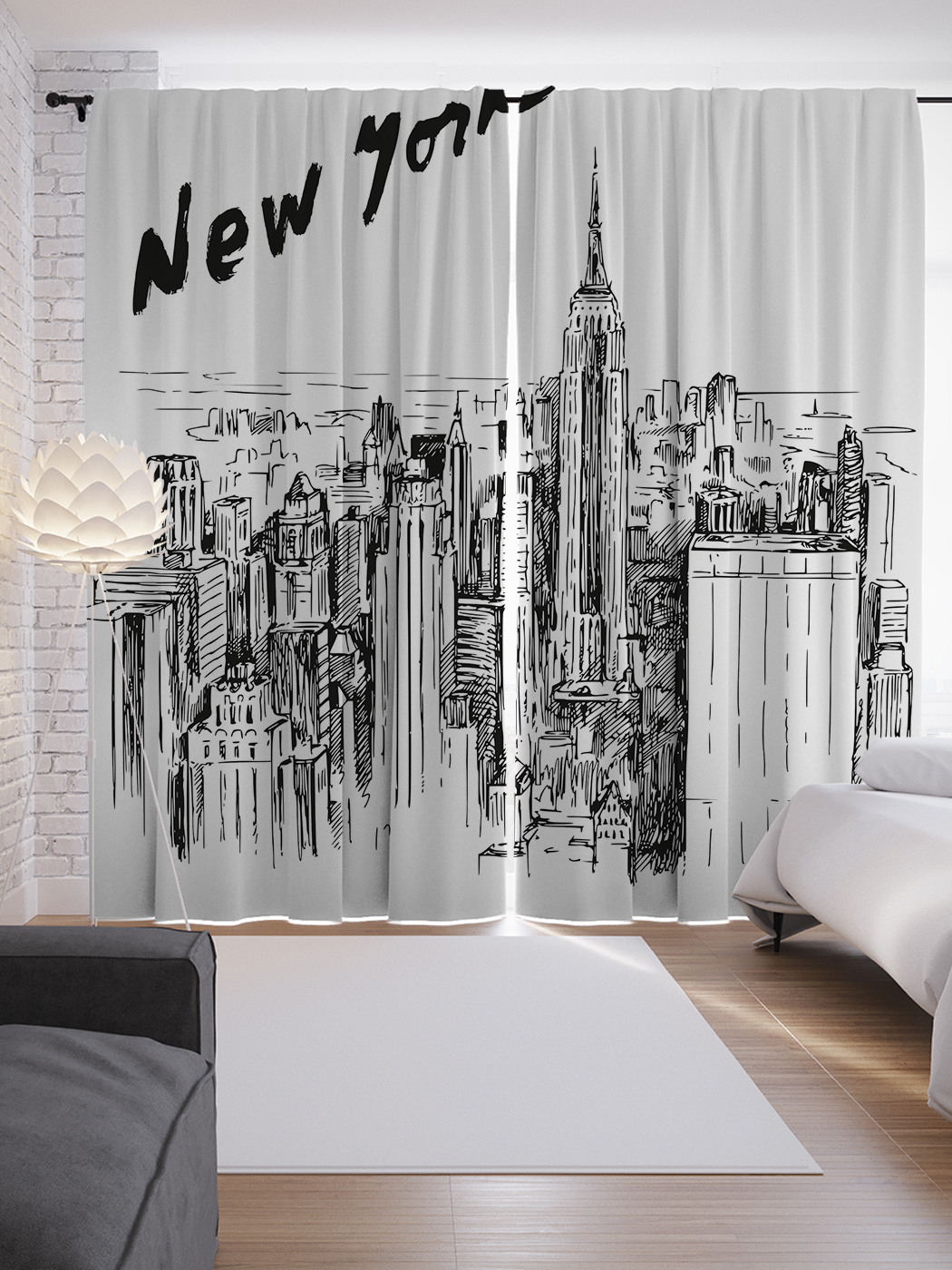 

Шторы JoyArty с фотопечатью "Нью-Йорк открытка" из сатена, 290х265 см, Нью-Йорк открытка