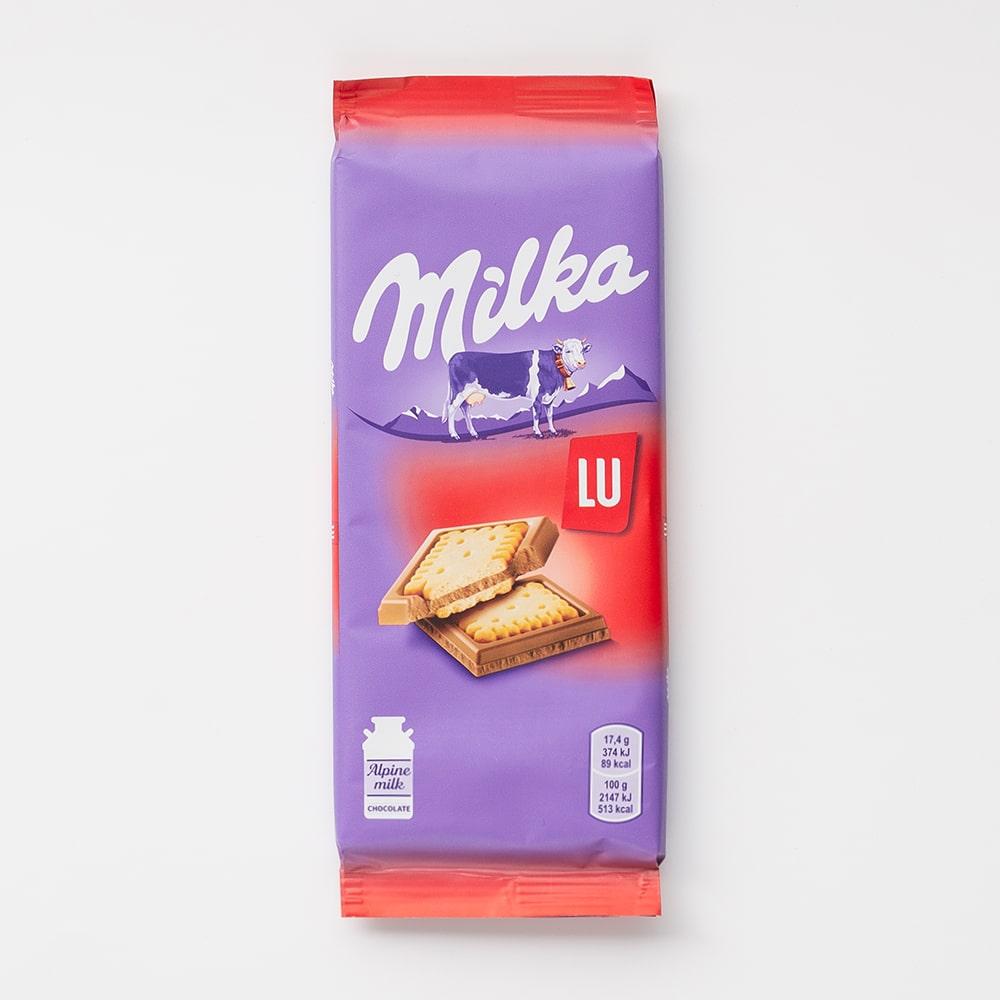 фото Шоколад milka молочный, сэндвич lu, 87 г