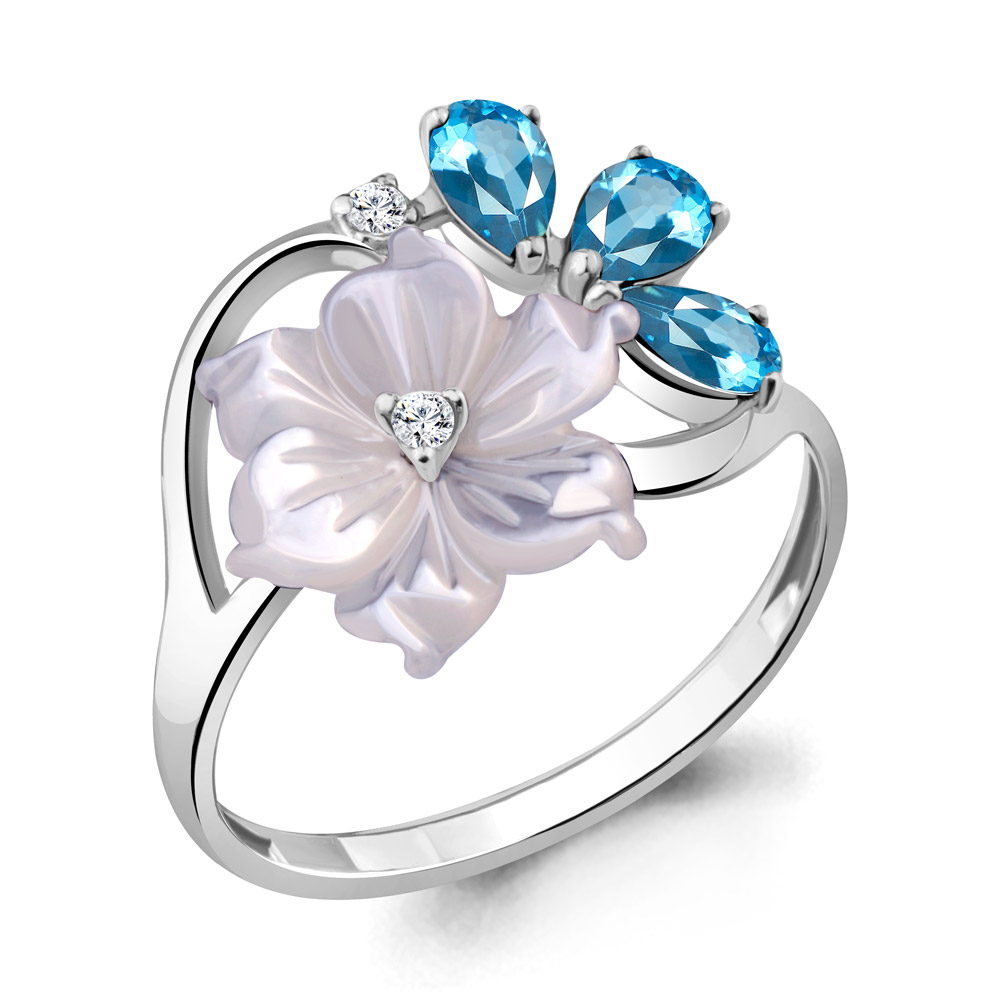 

Кольцо из серебра с топазом р. 18 Aquamarine 6571405А_925_р, 6571405А_925_р