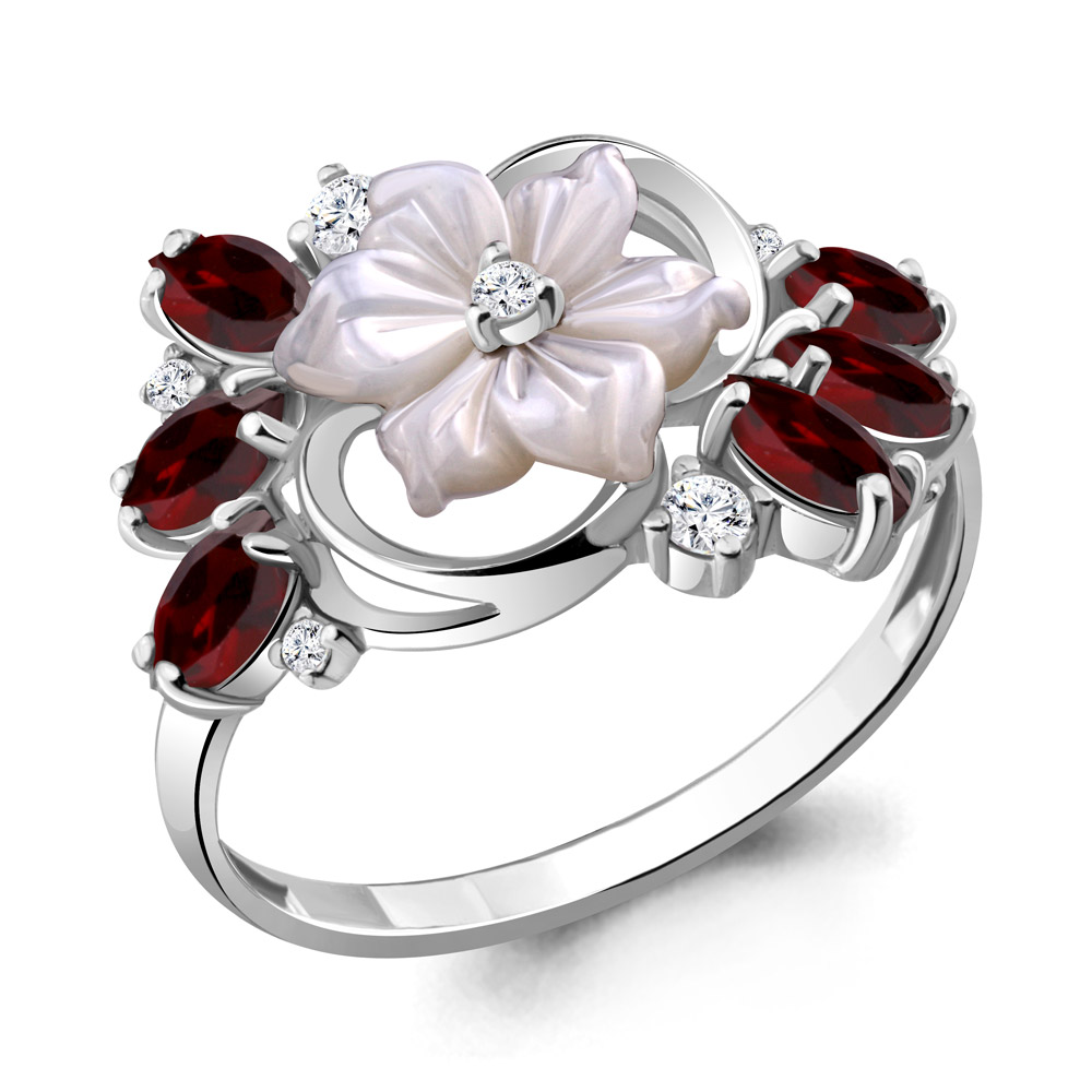 

Кольцо из серебра с гранатом р. , Aquamarine 6571503А_925_р, 6571503А_925_р