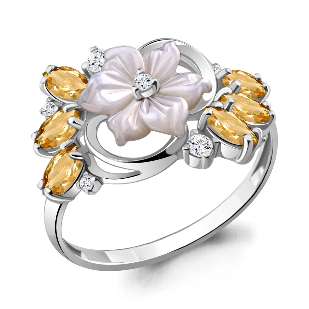 

Кольцо из серебра с цитрином р.  Aquamarine 6571506А_925_р, 6571506А_925_р