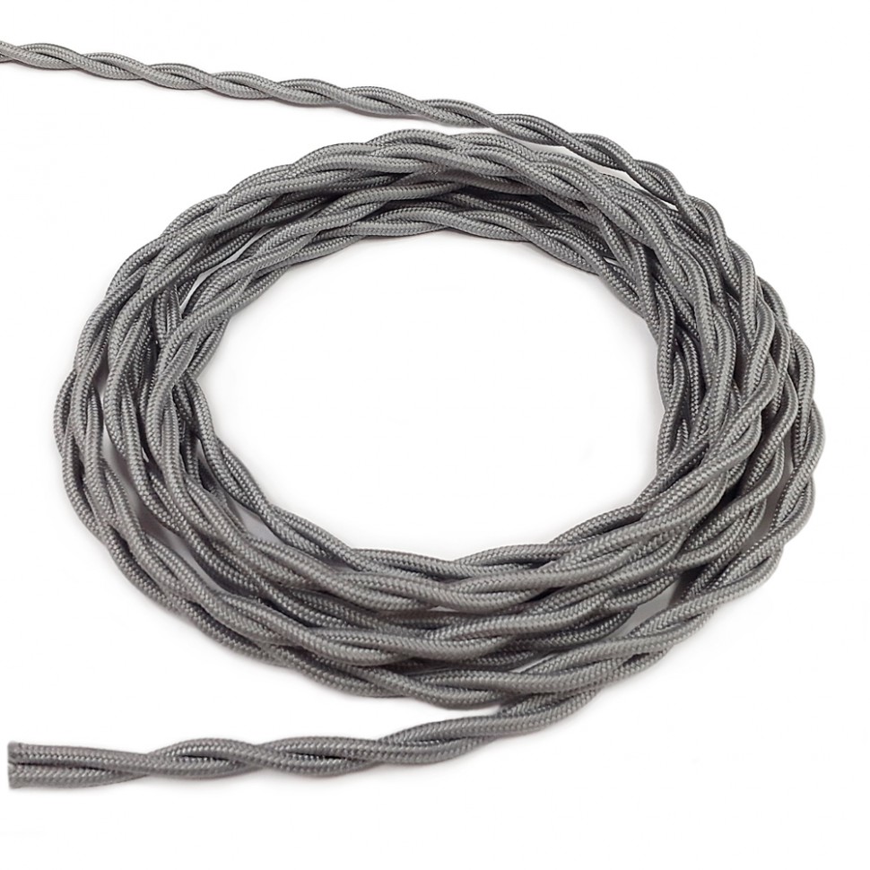 фото Электрический кабель, провод витой в ретро стиле "винтаж", серебро 2*1,5, 10м