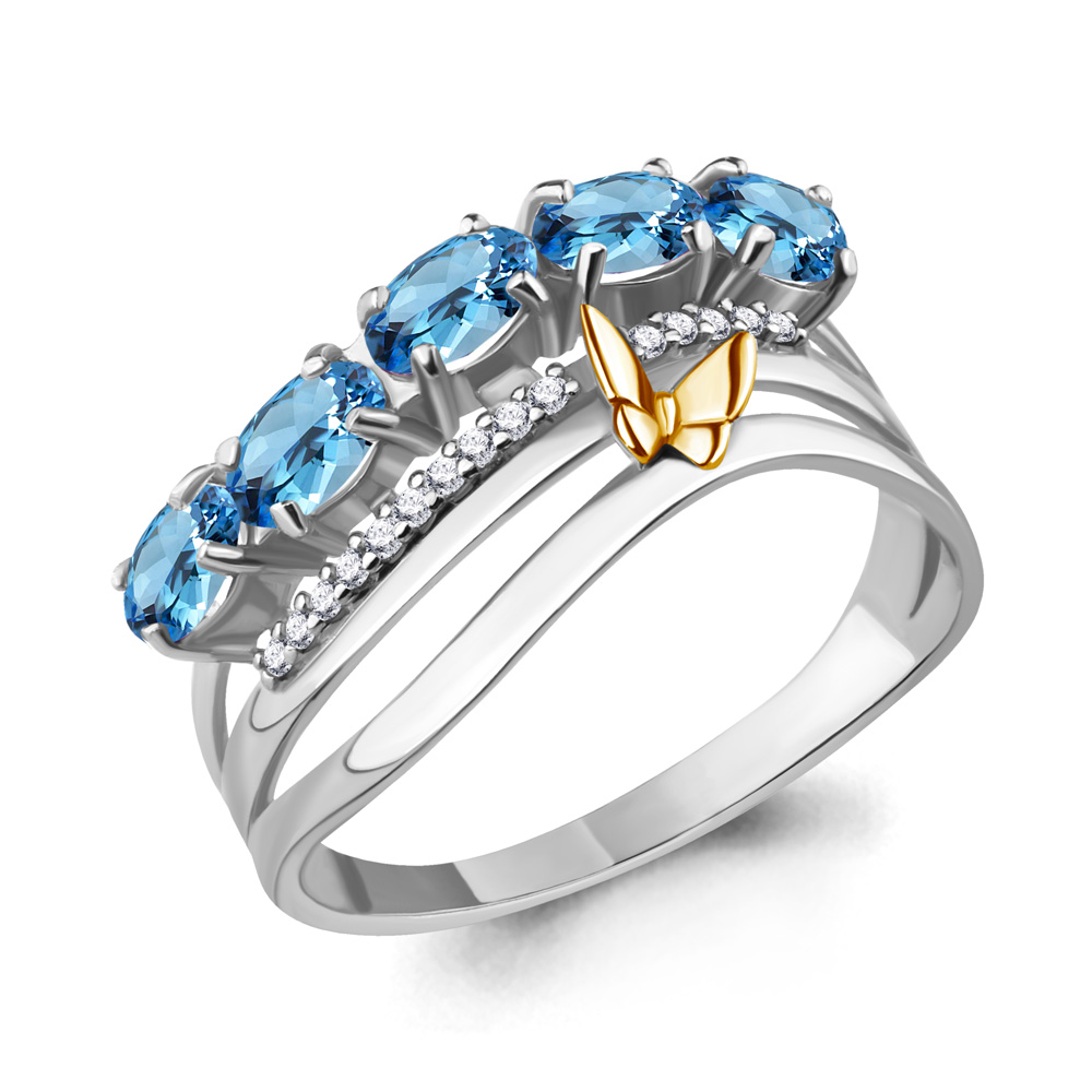 

Кольцо из серебра с топазом р. , Aquamarine 6571605А_925_р, 6571605А_925_р
