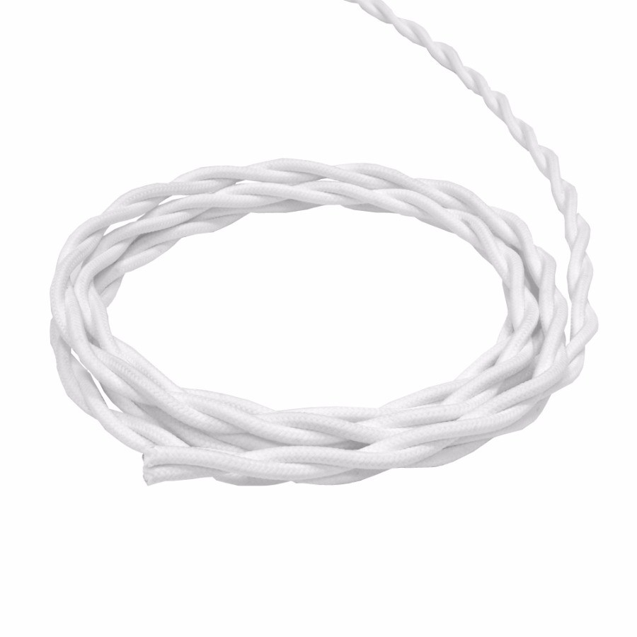 фото Электрический кабель, провод витой в ретро стиле "винтаж", белый 2*2,5, 50м