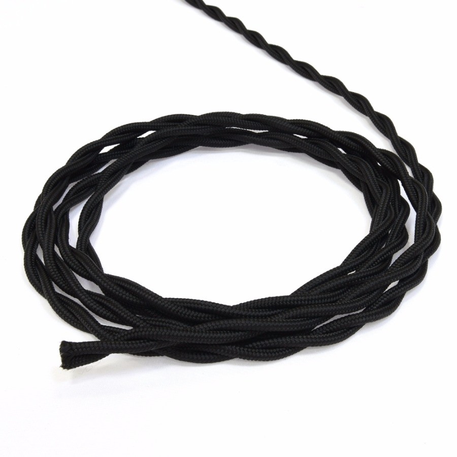 фото Электрический кабель, провод витой в ретро стиле "винтаж", черный 2*2,5, 10м