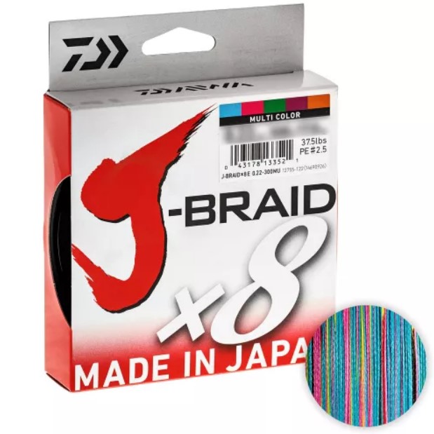 

Шнур Daiwa J-braid X8 150м. 0.13мм. MULTICOLOR, Разноцветный, J-braid X8