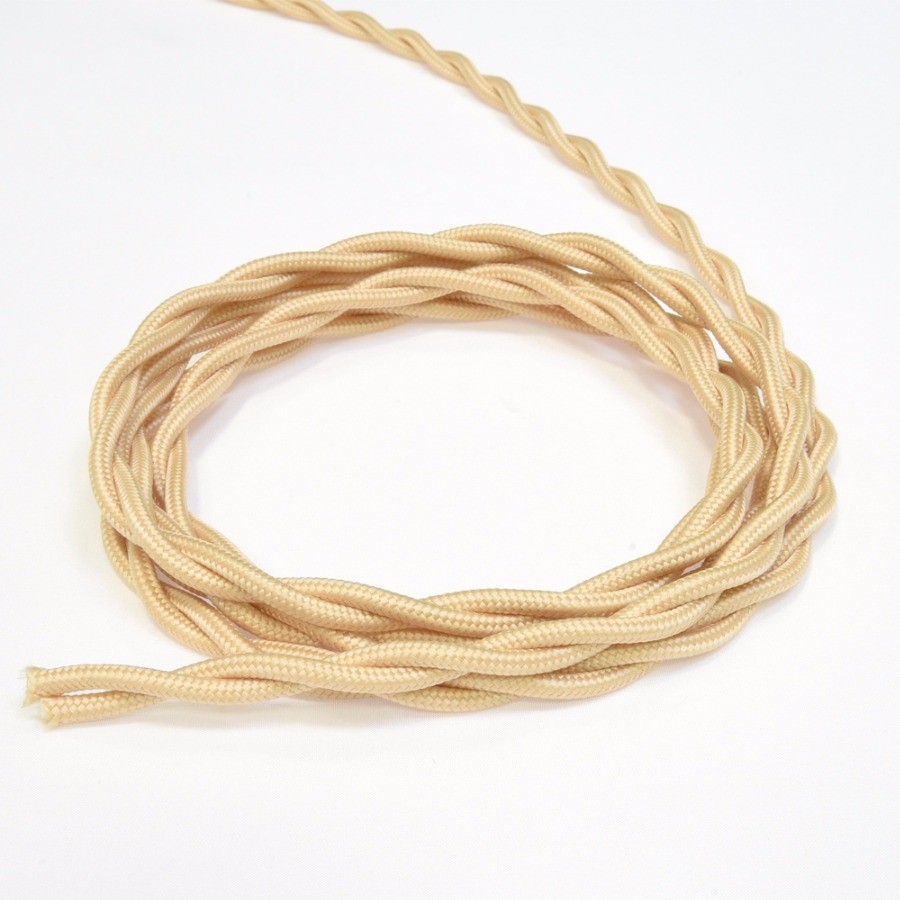 фото Электрический кабель, провод витой в ретро стиле "винтаж", песочное золото 3*1,5, 20м