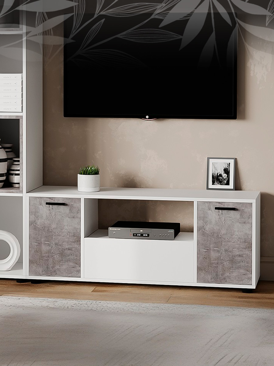 

Тумба под ТВ DomA MODUL 1150, 1390475, белый/камень серый, MODUL 1150 с4