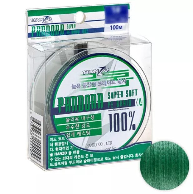 

Шнур Hanzo Pandora Green X4 100м. 0.17мм., Зеленый, Pandora X4