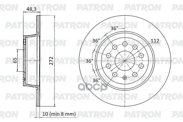 

Тормозной диск PATRON комплект 1 шт. PBD7033