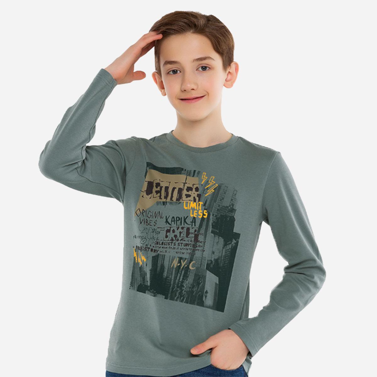 

Футболка детская Kapika FJBCL05-63 оливковый р.164, Зеленый, FJBCL05-63