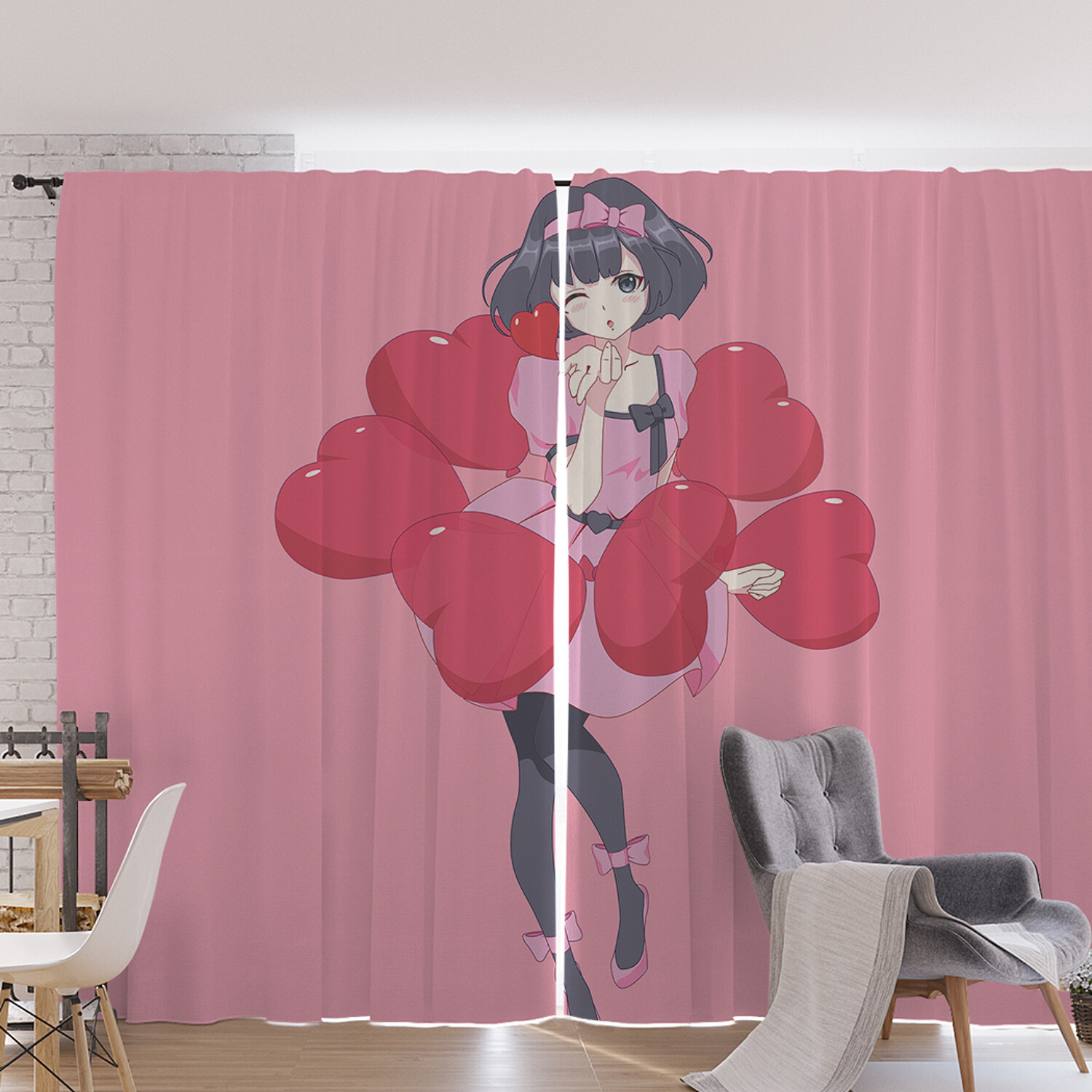 

Фотошторы для кухни и спальни JoyArty Oxford DeLuxe JoyArty "Девушка в сердцах" 170x265см, Девушка в сердцах