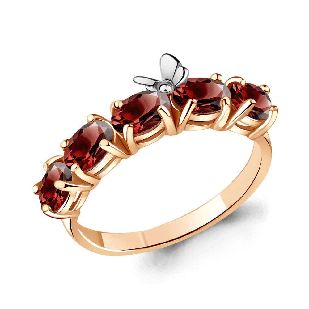

Кольцо из серебра с гранатом р. 19,5 Aquamarine 6571703_925_з, 6571703_925_з