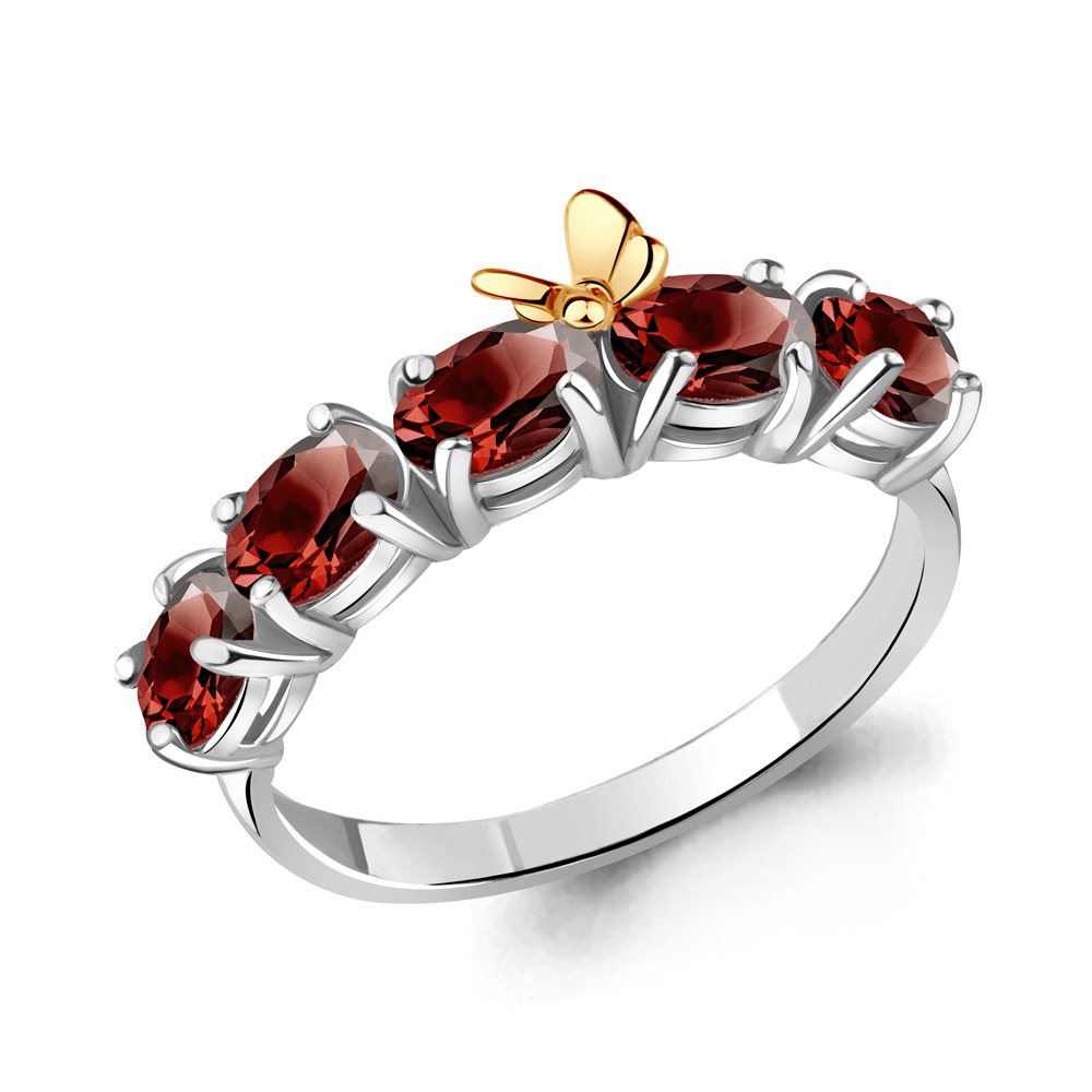 

Кольцо из серебра с гранатом р. 16,5 Aquamarine 6571703_925_р, 6571703_925_р