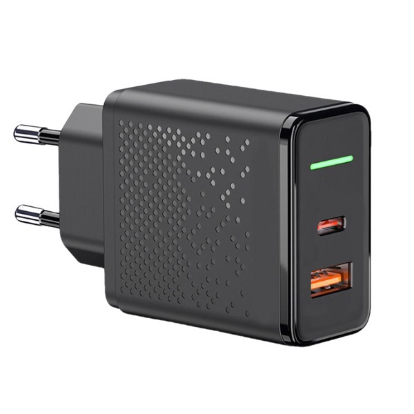 

СЗУ Krutoff CH-08 USB-C+USB-A, PD3.0, QC3.0, 18W (black)
