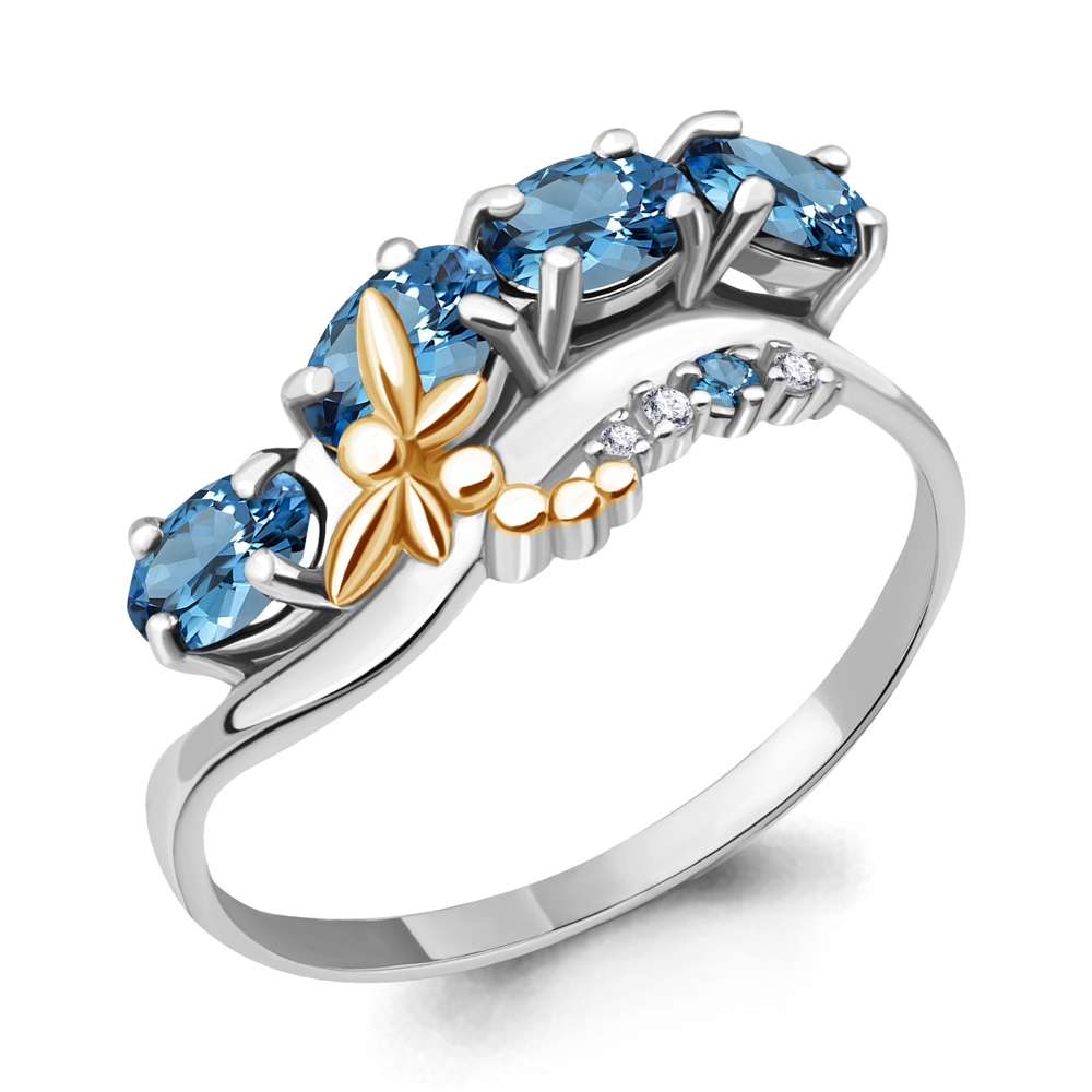 

Кольцо из серебра с топазом р. , Aquamarine 6572005А_925_р, 6572005А_925_р