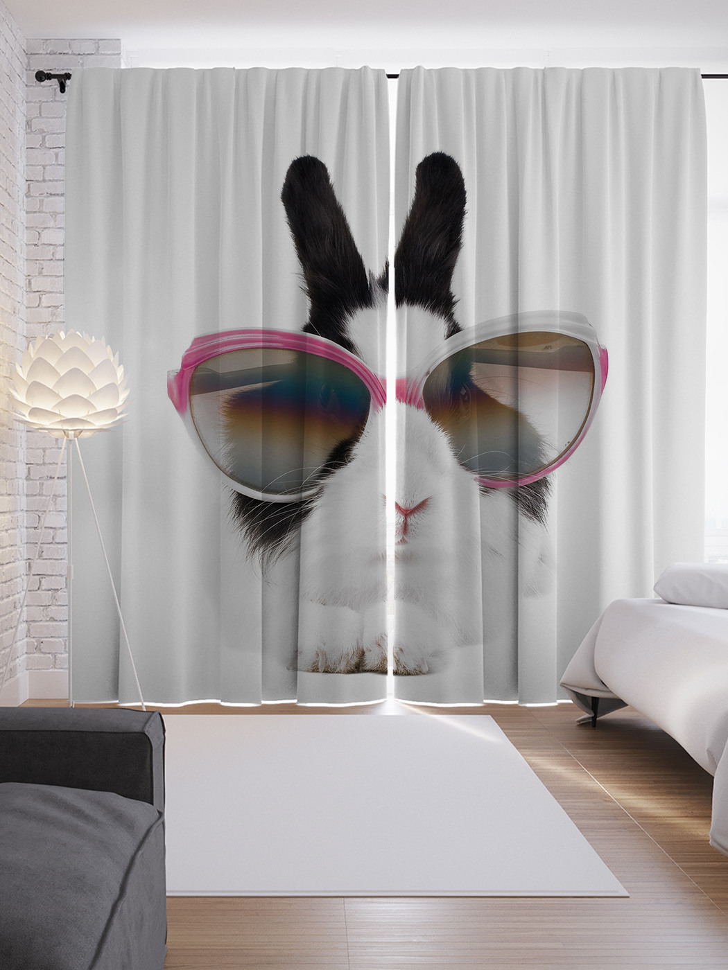 

Шторы JoyArty с фотопечатью "Кролик-пижон" из сатена, 290х265 см, Кролик-пижон