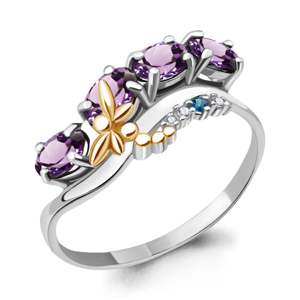 

Кольцо из серебра с топазом р.  Aquamarine 6572032А_925_р, 6572032А_925_р