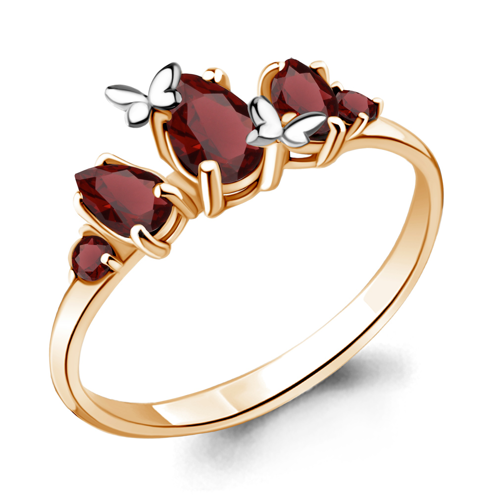 

Кольцо из серебра с гранатом р. 18,5 Aquamarine 6572103_925_з, 6572103_925_з