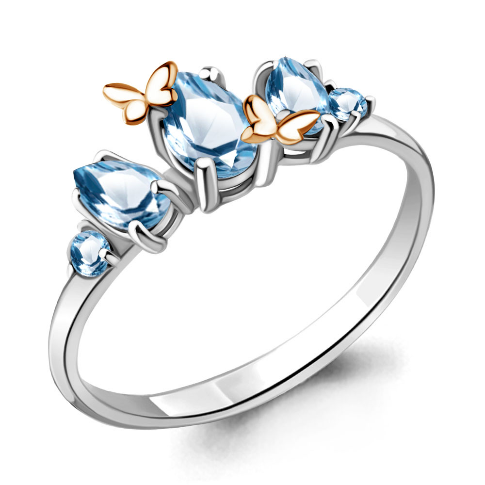 

Кольцо из серебра с топазом р. 17,5 Aquamarine 6572105_925_р, 6572105_925_р